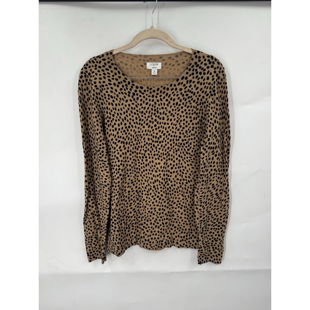 J. Crew Factory Teddie Cheetah Print Lightweight Sweater Women M‎ Brown Bohemian